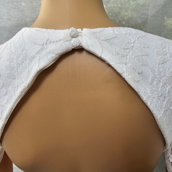 Lulus Your Hand in Mine White Lace Flutter Sleeve Maxi Dress. Size S - Picture 12 of 15